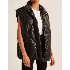 A&F Vegan Leather Puffer Vest